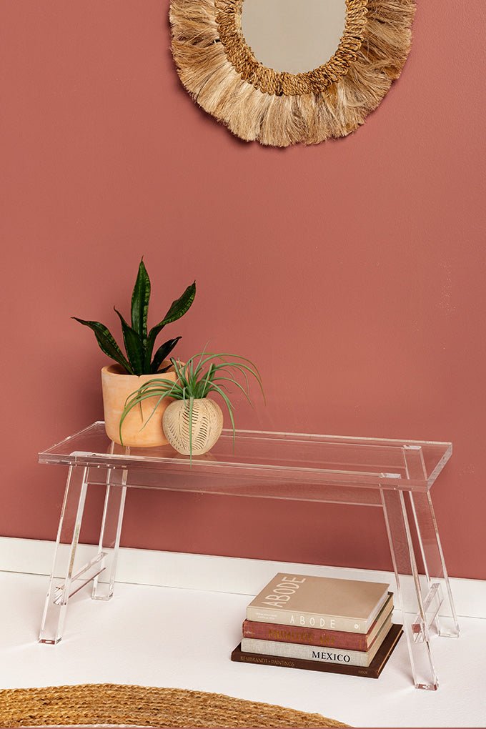 Clear Acrylic Bench with Storage Shelf