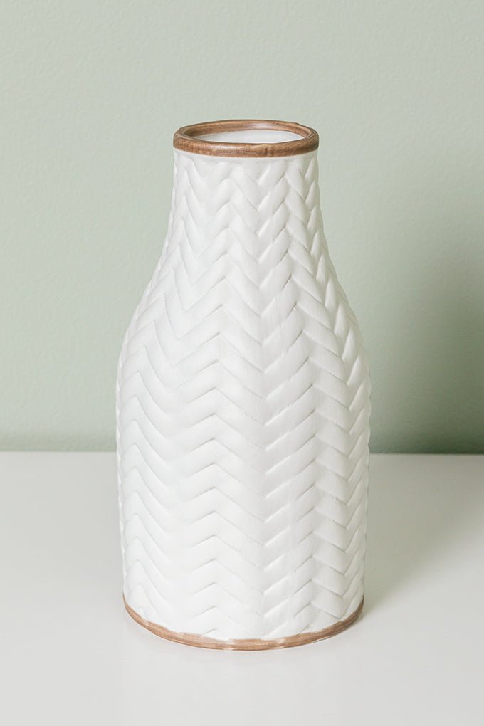 Mila Chevron Textured Ceramic Vase